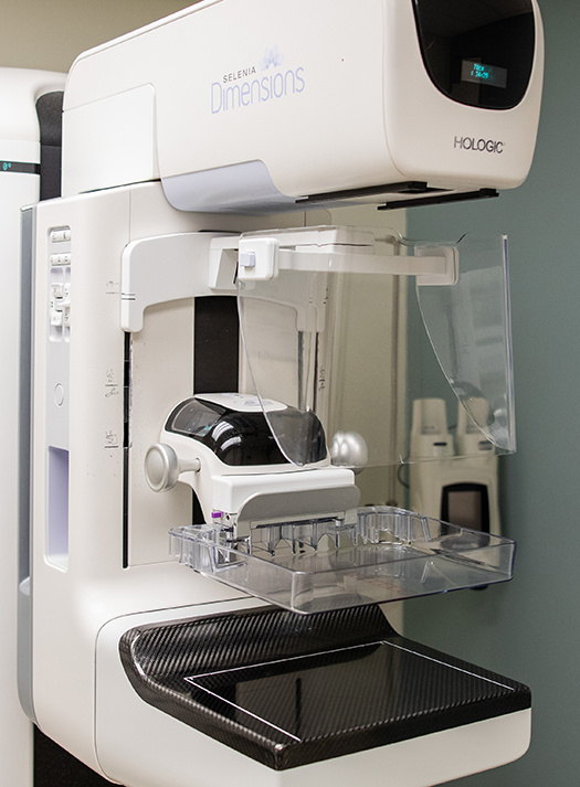 Close up of the Hologic Selenia Dimensions 3D Mammography System for advanced breast cancer screening.