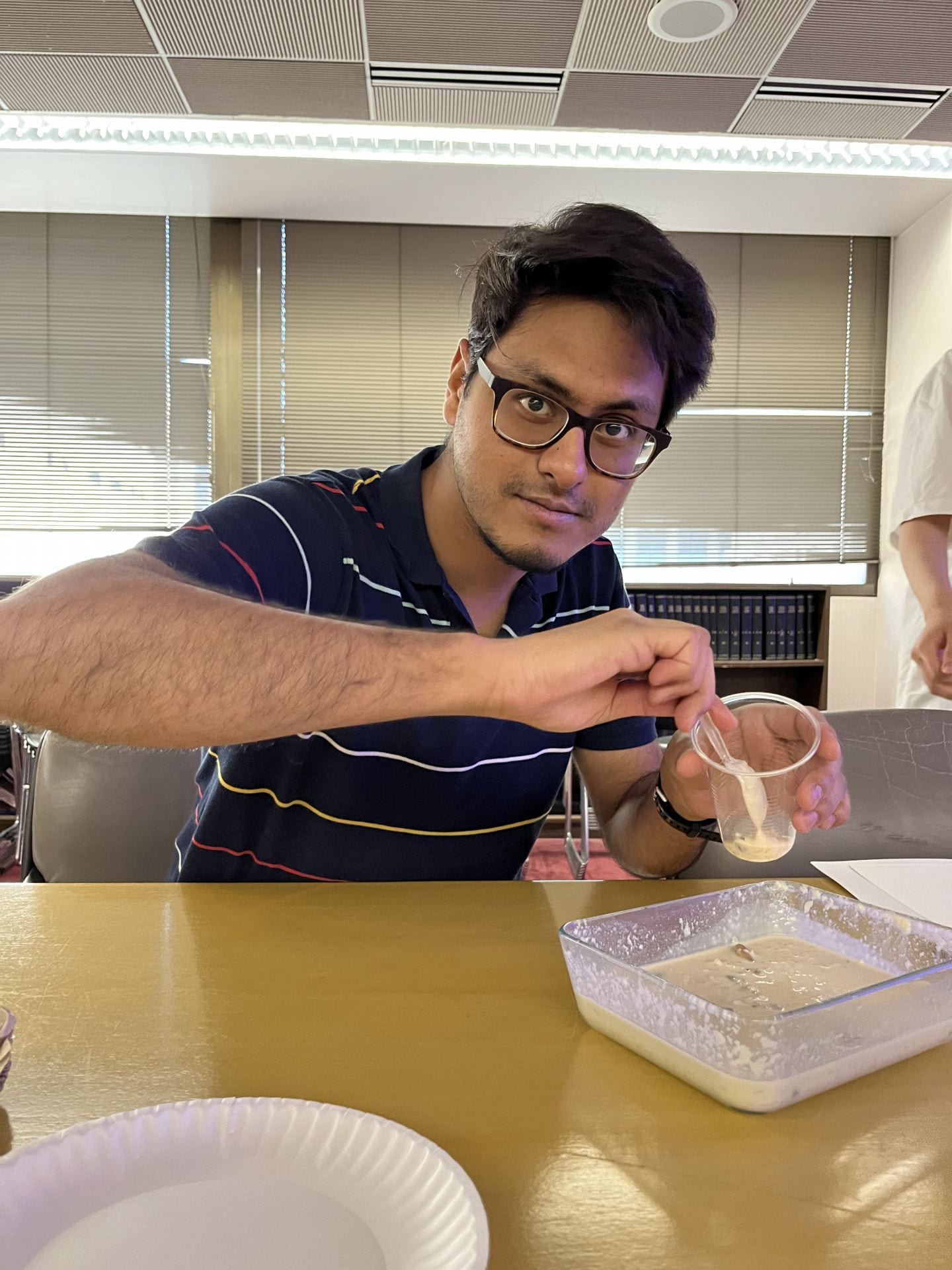Kaushik Dutta with rice pudding he made.