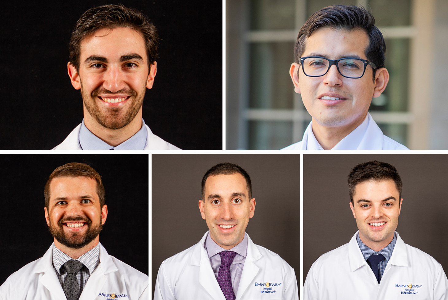 Headshot composite of Drs. Julio Marin Concha, Daniel Friedman, Ryan Hirschi, Dylan Assael, and Daniel Crawford.