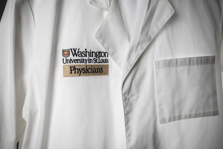 White lab coat with Washington University Physicians logo.