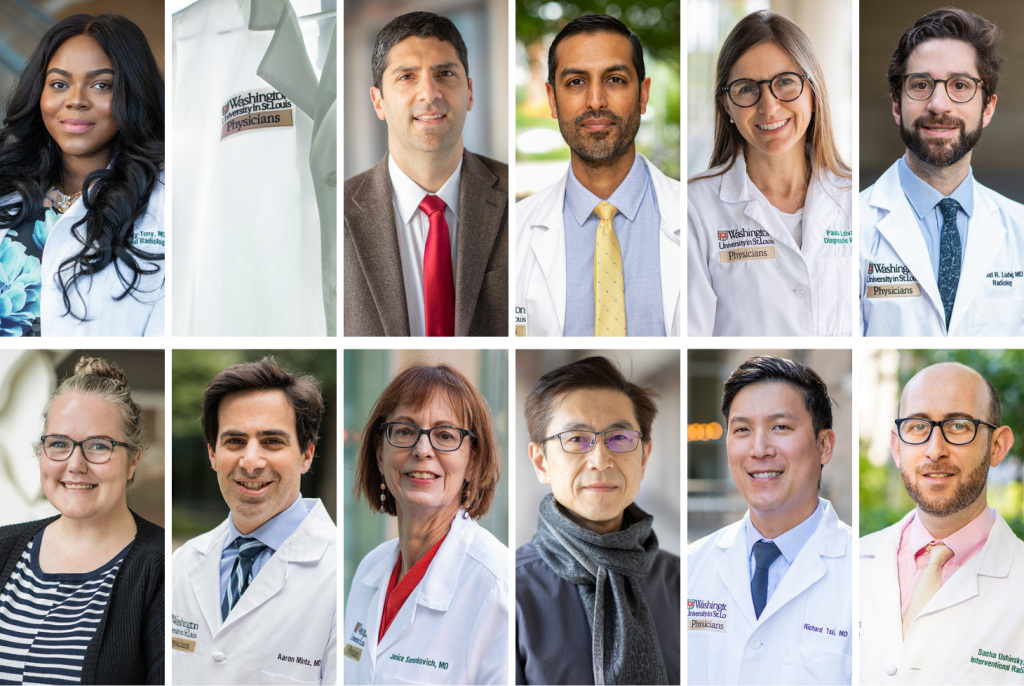 Headshot composite featuring Sagine Berry-Tony, MD; Joelle Biernacki, MD (not pictured); Brian Gordon, PhD; Manu Goyal, MD; Paula Leiva, MD; Daniel Ludwig, MD; Nicole McKay, PhD; Aaron Mintz, MD; Janice Semenkovich, MD; Yuan-Chuan Tai, PhD; Richard Tsai, MD; and Alexander Ushinsky, MD.
