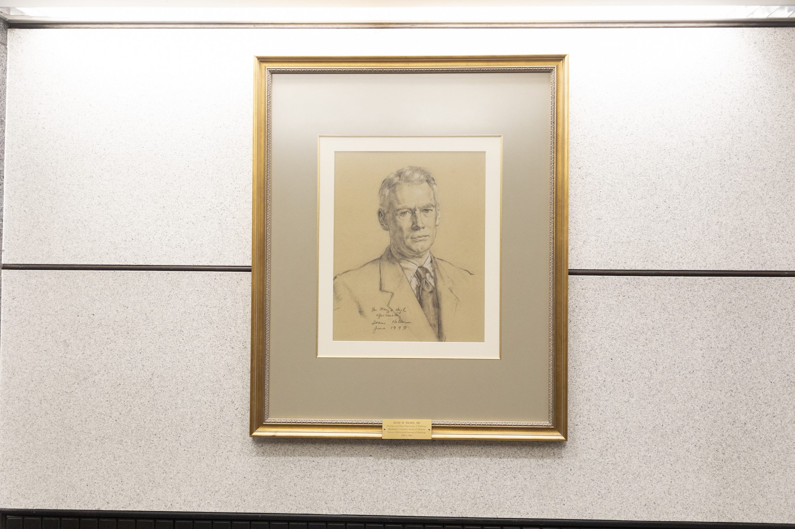 A sketched portrait of Hugh M. Wilson, MD.
