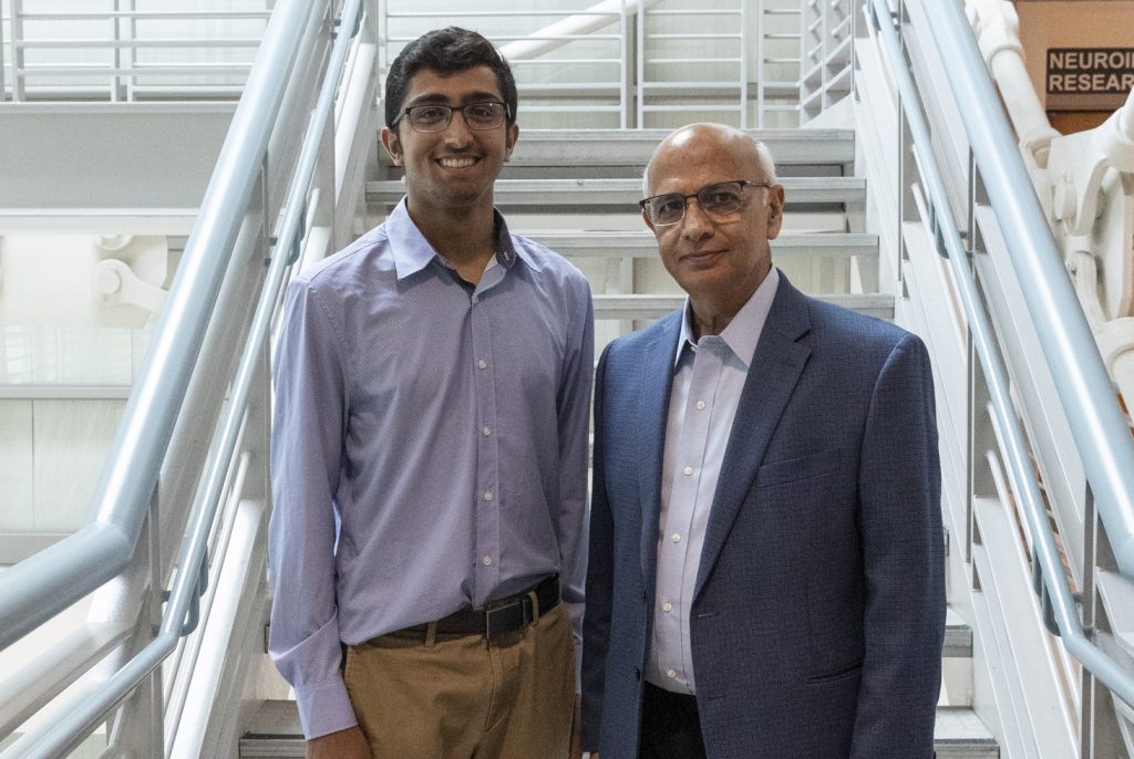 Summer Research Program student Aren Shah with program director Vijay Sharma, PhD.